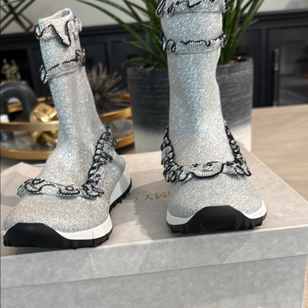 Jimmy Choo Silver Glitter Women's Shoes